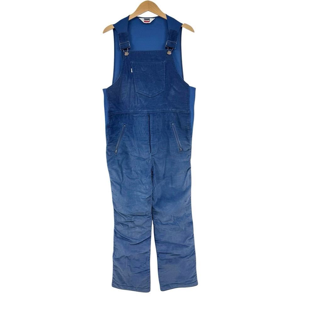 Levi's Overalls Mens Blue Corduroy Bib Insulated Zip Pockets Quilted Lined 38/40